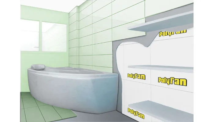 Baño con placas de Polyfan bajo la cerámica