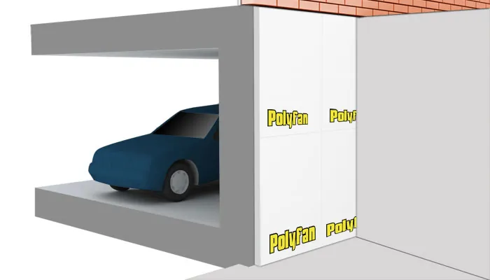 Muro de cochera aislado con placas de Polyfan